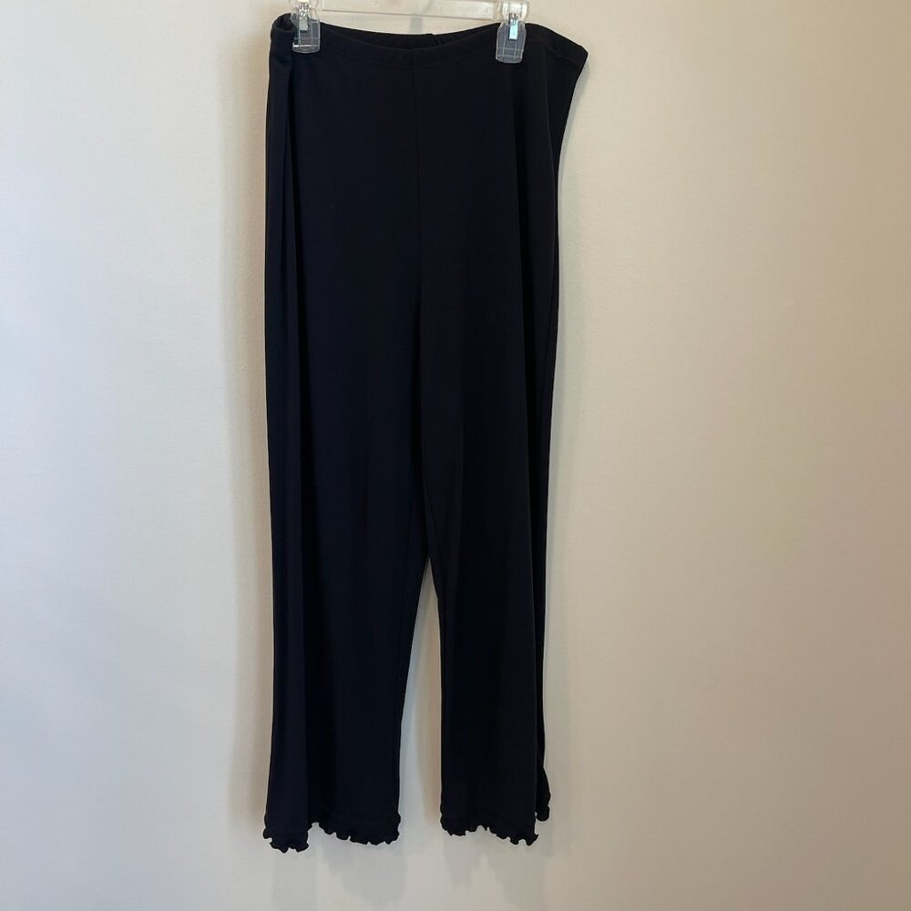 J Jill Pants Women Med Petites Black Ruffle Hem Pants Crop Fit Slim Leg Stretch